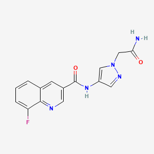 molecular formula C15H12FN5O2 B7232976 N-[1-(2-amino-2-oxoethyl)pyrazol-4-yl]-8-fluoroquinoline-3-carboxamide 