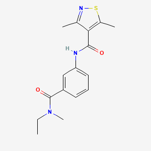 molecular formula C16H19N3O2S B7233026 N-[3-[ethyl(methyl)carbamoyl]phenyl]-3,5-dimethyl-1,2-thiazole-4-carboxamide 