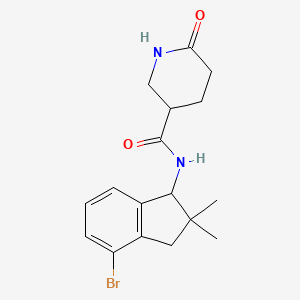 molecular formula C17H21BrN2O2 B7233034 N-(4-bromo-2,2-dimethyl-1,3-dihydroinden-1-yl)-6-oxopiperidine-3-carboxamide 