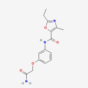 molecular formula C15H17N3O4 B7233356 N-[3-(2-amino-2-oxoethoxy)phenyl]-2-ethyl-4-methyl-1,3-oxazole-5-carboxamide 