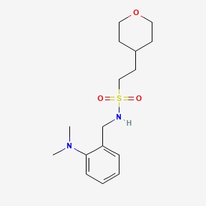 molecular formula C16H26N2O3S B7233362 N-[[2-(dimethylamino)phenyl]methyl]-2-(oxan-4-yl)ethanesulfonamide 
