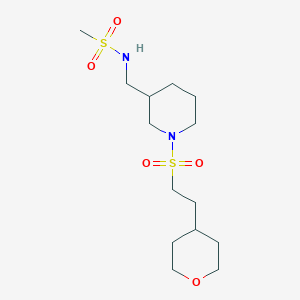 molecular formula C14H28N2O5S2 B7233367 N-[[1-[2-(oxan-4-yl)ethylsulfonyl]piperidin-3-yl]methyl]methanesulfonamide 