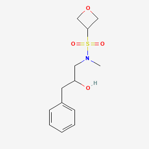 molecular formula C13H19NO4S B7233374 N-(2-hydroxy-3-phenylpropyl)-N-methyloxetane-3-sulfonamide 