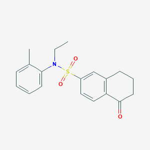 molecular formula C19H21NO3S B7233476 N-ethyl-N-(2-methylphenyl)-5-oxo-7,8-dihydro-6H-naphthalene-2-sulfonamide 
