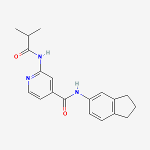molecular formula C19H21N3O2 B7233617 N-(2,3-dihydro-1H-inden-5-yl)-2-(2-methylpropanoylamino)pyridine-4-carboxamide 