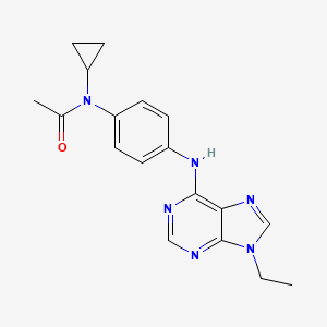 molecular formula C18H20N6O B7233680 N-cyclopropyl-N-[4-[(9-ethylpurin-6-yl)amino]phenyl]acetamide 