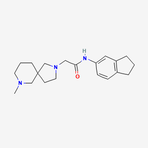 molecular formula C20H29N3O B7233915 N-(2,3-dihydro-1H-inden-5-yl)-2-(9-methyl-2,9-diazaspiro[4.5]decan-2-yl)acetamide 
