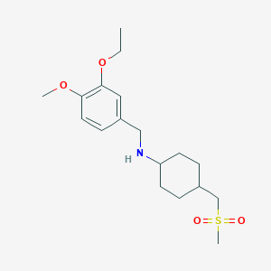molecular formula C18H29NO4S B7233992 N-[(3-ethoxy-4-methoxyphenyl)methyl]-4-(methylsulfonylmethyl)cyclohexan-1-amine 