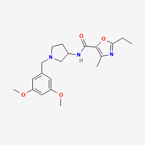 molecular formula C20H27N3O4 B7234096 N-[1-[(3,5-dimethoxyphenyl)methyl]pyrrolidin-3-yl]-2-ethyl-4-methyl-1,3-oxazole-5-carboxamide 