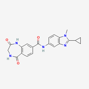 molecular formula C21H19N5O3 B7234162 N-(2-cyclopropyl-1-methylbenzimidazol-5-yl)-2,5-dioxo-3,4-dihydro-1H-1,4-benzodiazepine-8-carboxamide 