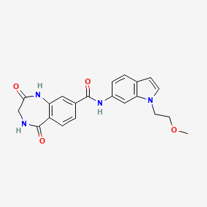 molecular formula C21H20N4O4 B7234188 N-[1-(2-methoxyethyl)indol-6-yl]-2,5-dioxo-3,4-dihydro-1H-1,4-benzodiazepine-8-carboxamide 