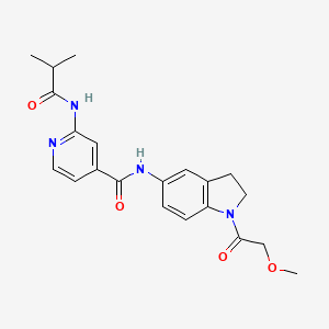 molecular formula C21H24N4O4 B7234286 N-[1-(2-methoxyacetyl)-2,3-dihydroindol-5-yl]-2-(2-methylpropanoylamino)pyridine-4-carboxamide 