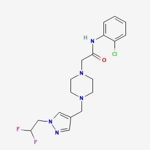 molecular formula C18H22ClF2N5O B7234351 N-(2-chlorophenyl)-2-[4-[[1-(2,2-difluoroethyl)pyrazol-4-yl]methyl]piperazin-1-yl]acetamide 