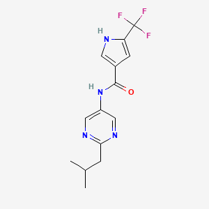 molecular formula C14H15F3N4O B7234394 N-[2-(2-methylpropyl)pyrimidin-5-yl]-5-(trifluoromethyl)-1H-pyrrole-3-carboxamide 
