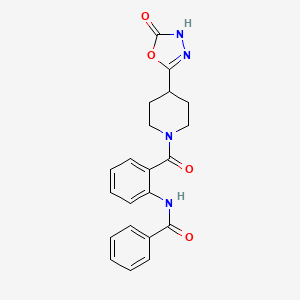 molecular formula C21H20N4O4 B7234402 N-[2-[4-(2-oxo-3H-1,3,4-oxadiazol-5-yl)piperidine-1-carbonyl]phenyl]benzamide 