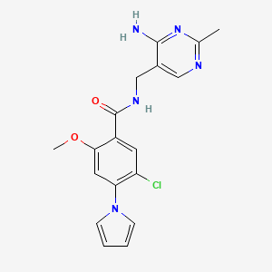 molecular formula C18H18ClN5O2 B7234439 N-[(4-amino-2-methylpyrimidin-5-yl)methyl]-5-chloro-2-methoxy-4-pyrrol-1-ylbenzamide 