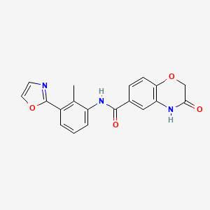 molecular formula C19H15N3O4 B7234682 N-[2-methyl-3-(1,3-oxazol-2-yl)phenyl]-3-oxo-4H-1,4-benzoxazine-6-carboxamide 