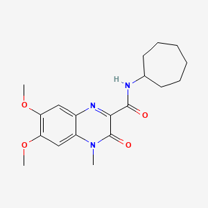 molecular formula C19H25N3O4 B7234724 N-cycloheptyl-6,7-dimethoxy-4-methyl-3-oxoquinoxaline-2-carboxamide 