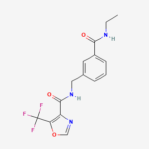 molecular formula C15H14F3N3O3 B7234780 N-[[3-(ethylcarbamoyl)phenyl]methyl]-5-(trifluoromethyl)-1,3-oxazole-4-carboxamide 
