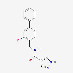 molecular formula C17H14FN3O B7234859 N-[(2-fluoro-4-phenylphenyl)methyl]-1H-pyrazole-4-carboxamide 