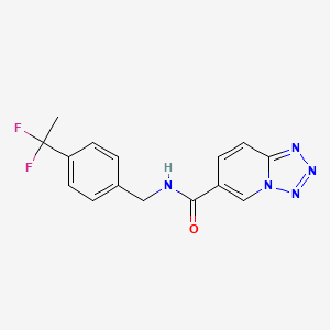 molecular formula C15H13F2N5O B7234990 N-[[4-(1,1-difluoroethyl)phenyl]methyl]tetrazolo[1,5-a]pyridine-6-carboxamide 