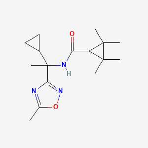 molecular formula C16H25N3O2 B7235022 N-[1-cyclopropyl-1-(5-methyl-1,2,4-oxadiazol-3-yl)ethyl]-2,2,3,3-tetramethylcyclopropane-1-carboxamide 