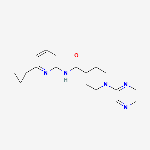 molecular formula C18H21N5O B7235033 N-(6-cyclopropylpyridin-2-yl)-1-pyrazin-2-ylpiperidine-4-carboxamide 