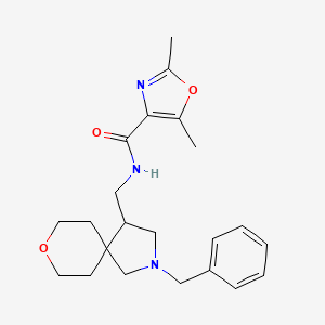 molecular formula C22H29N3O3 B7235274 N-[(2-benzyl-8-oxa-2-azaspiro[4.5]decan-4-yl)methyl]-2,5-dimethyl-1,3-oxazole-4-carboxamide 