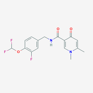 molecular formula C16H15F3N2O3 B7235287 N-[[4-(difluoromethoxy)-3-fluorophenyl]methyl]-1,6-dimethyl-4-oxopyridine-3-carboxamide 
