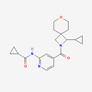molecular formula C20H25N3O3 B7235327 N-[4-(3-cyclopropyl-7-oxa-2-azaspiro[3.5]nonane-2-carbonyl)pyridin-2-yl]cyclopropanecarboxamide 