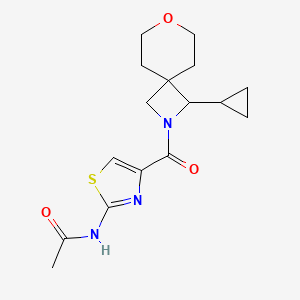 molecular formula C16H21N3O3S B7235333 N-[4-(3-cyclopropyl-7-oxa-2-azaspiro[3.5]nonane-2-carbonyl)-1,3-thiazol-2-yl]acetamide 
