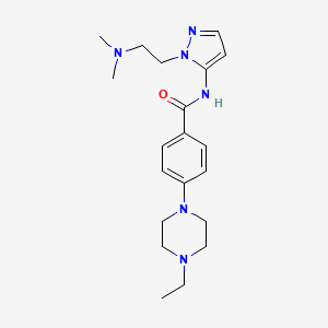 molecular formula C20H30N6O B7235345 N-[2-[2-(dimethylamino)ethyl]pyrazol-3-yl]-4-(4-ethylpiperazin-1-yl)benzamide 