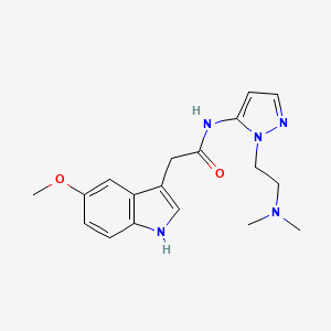 molecular formula C18H23N5O2 B7235351 N-[2-[2-(dimethylamino)ethyl]pyrazol-3-yl]-2-(5-methoxy-1H-indol-3-yl)acetamide 