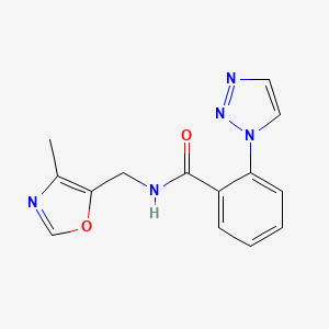 molecular formula C14H13N5O2 B7235522 N-[(4-methyl-1,3-oxazol-5-yl)methyl]-2-(triazol-1-yl)benzamide 