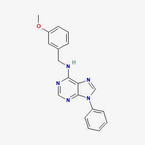 molecular formula C19H17N5O B7235536 N-[(3-methoxyphenyl)methyl]-9-phenylpurin-6-amine 