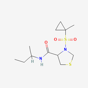 molecular formula C12H22N2O3S2 B7235582 N-butan-2-yl-3-(1-methylcyclopropyl)sulfonyl-1,3-thiazolidine-4-carboxamide 