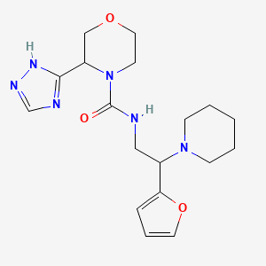 molecular formula C18H26N6O3 B7235683 N-[2-(furan-2-yl)-2-piperidin-1-ylethyl]-3-(1H-1,2,4-triazol-5-yl)morpholine-4-carboxamide 
