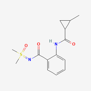 molecular formula C14H18N2O3S B7235718 N-[dimethyl(oxo)-lambda6-sulfanylidene]-2-[(2-methylcyclopropanecarbonyl)amino]benzamide 