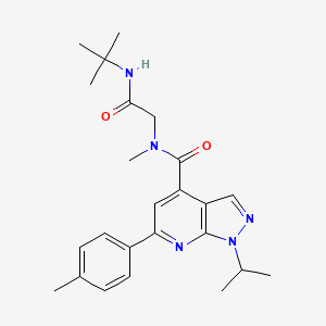 molecular formula C24H31N5O2 B7235764 N-[2-(tert-butylamino)-2-oxoethyl]-N-methyl-6-(4-methylphenyl)-1-propan-2-ylpyrazolo[3,4-b]pyridine-4-carboxamide 