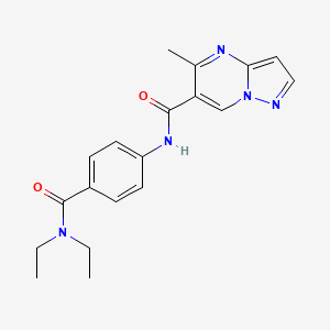 molecular formula C19H21N5O2 B7235886 N-[4-(diethylcarbamoyl)phenyl]-5-methylpyrazolo[1,5-a]pyrimidine-6-carboxamide 