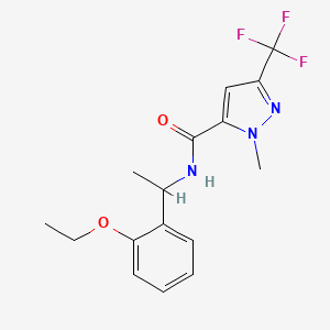 molecular formula C16H18F3N3O2 B7235943 N-[1-(2-ethoxyphenyl)ethyl]-2-methyl-5-(trifluoromethyl)pyrazole-3-carboxamide 