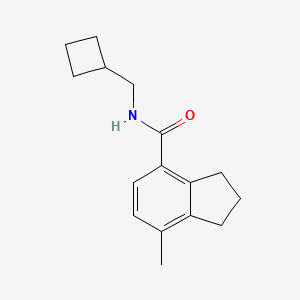 molecular formula C16H21NO B7235971 N-(cyclobutylmethyl)-7-methyl-2,3-dihydro-1H-indene-4-carboxamide 