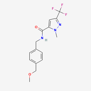 molecular formula C15H16F3N3O2 B7235980 N-[[4-(methoxymethyl)phenyl]methyl]-2-methyl-5-(trifluoromethyl)pyrazole-3-carboxamide 