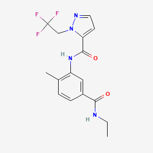 molecular formula C16H17F3N4O2 B7235991 N-[5-(ethylcarbamoyl)-2-methylphenyl]-2-(2,2,2-trifluoroethyl)pyrazole-3-carboxamide 
