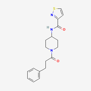 molecular formula C18H21N3O2S B7235998 N-[1-(3-phenylpropanoyl)piperidin-4-yl]-1,2-thiazole-3-carboxamide 