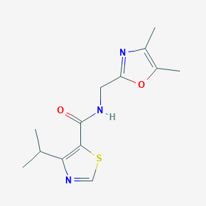 molecular formula C13H17N3O2S B7236045 N-[(4,5-dimethyl-1,3-oxazol-2-yl)methyl]-4-propan-2-yl-1,3-thiazole-5-carboxamide 