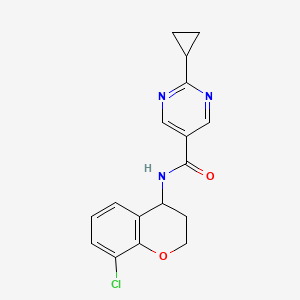 molecular formula C17H16ClN3O2 B7236063 N-(8-chloro-3,4-dihydro-2H-chromen-4-yl)-2-cyclopropylpyrimidine-5-carboxamide 