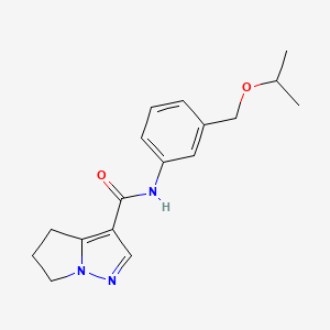 molecular formula C17H21N3O2 B7236090 N-[3-(propan-2-yloxymethyl)phenyl]-5,6-dihydro-4H-pyrrolo[1,2-b]pyrazole-3-carboxamide 