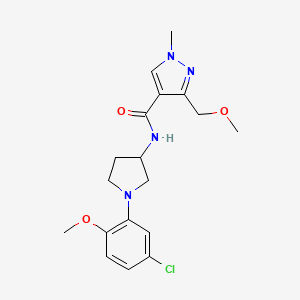 molecular formula C18H23ClN4O3 B7236123 N-[1-(5-chloro-2-methoxyphenyl)pyrrolidin-3-yl]-3-(methoxymethyl)-1-methylpyrazole-4-carboxamide 