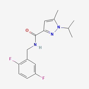 molecular formula C15H17F2N3O B7236170 N-[(2,5-difluorophenyl)methyl]-5-methyl-1-propan-2-ylpyrazole-3-carboxamide 